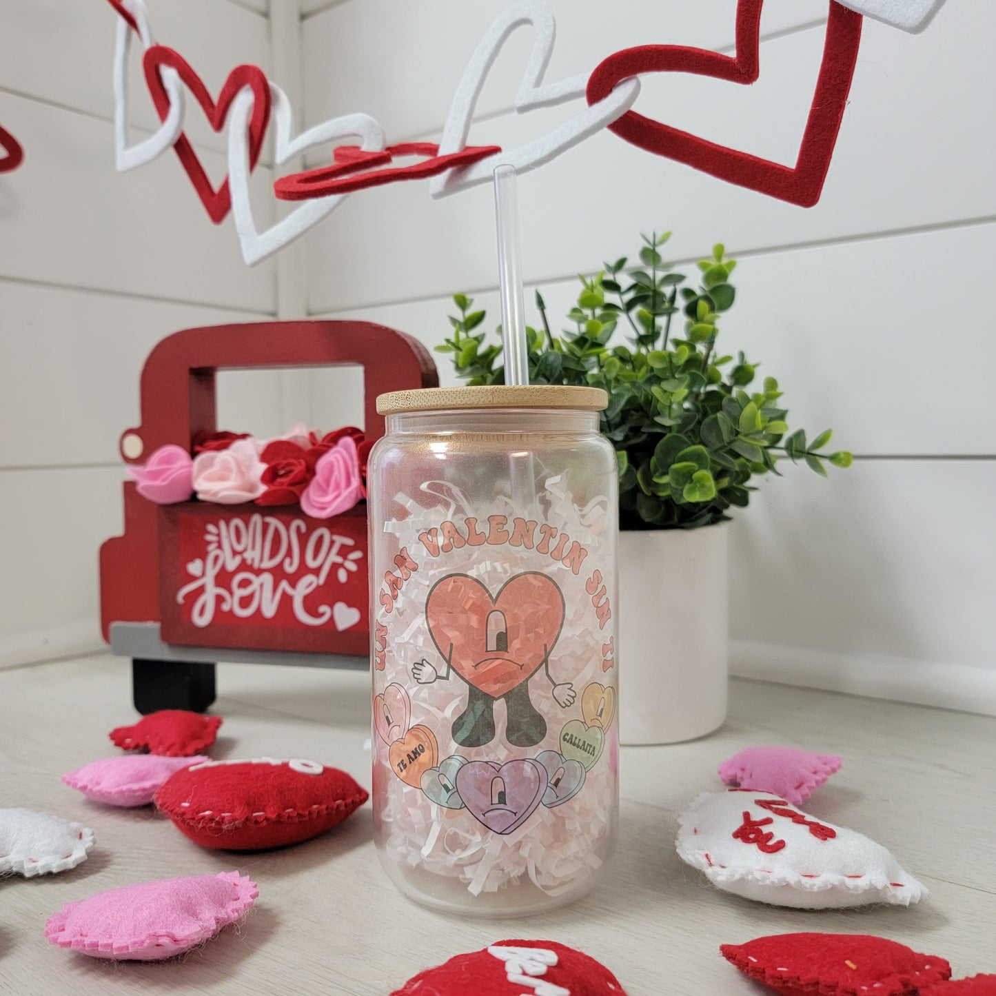 Un San Valentin Sin Ti Convo Hearts SUBLIMATED GLASS TUMBLER RTS