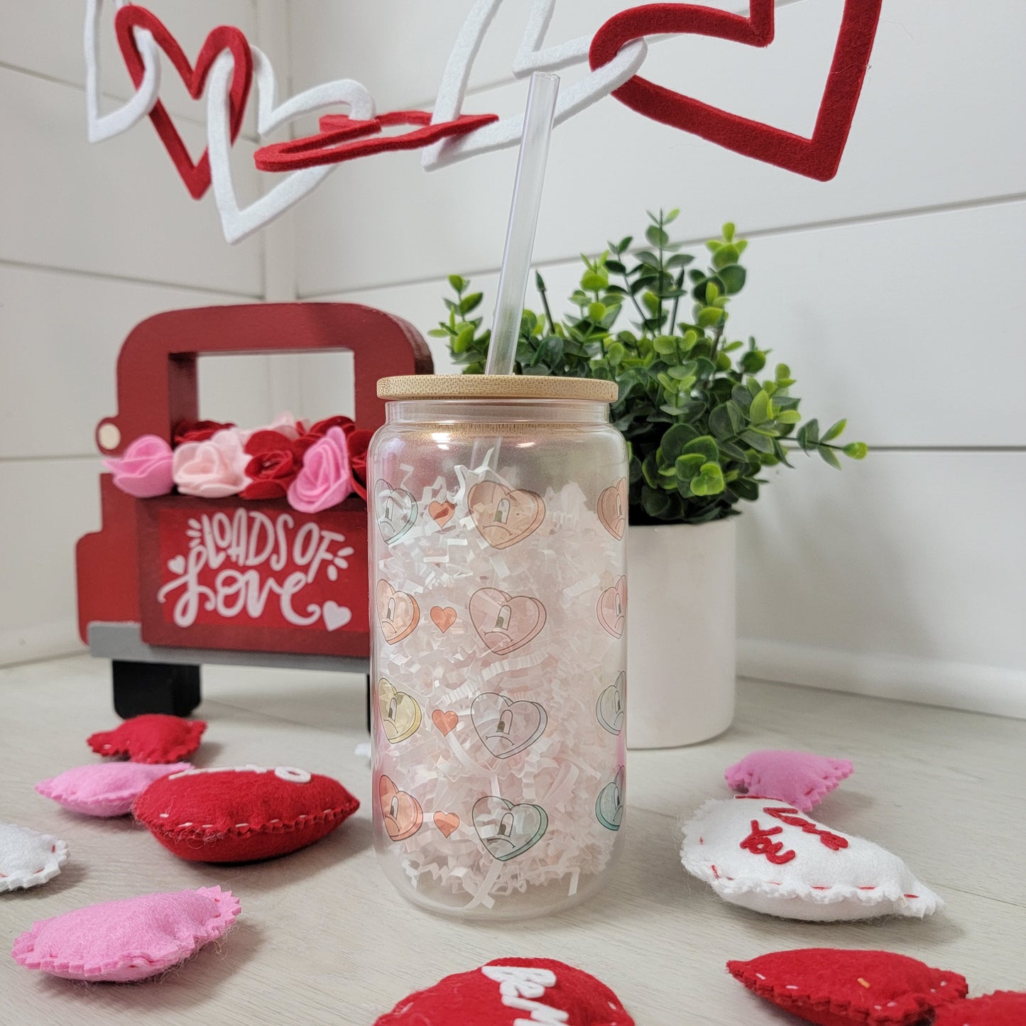 Un San Valentin Sin Ti Convo Hearts SUBLIMATED GLASS TUMBLER RTS