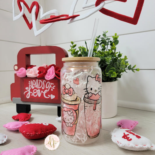 Love you a Latte SUBLIMATED GLASS TUMBLER RTS