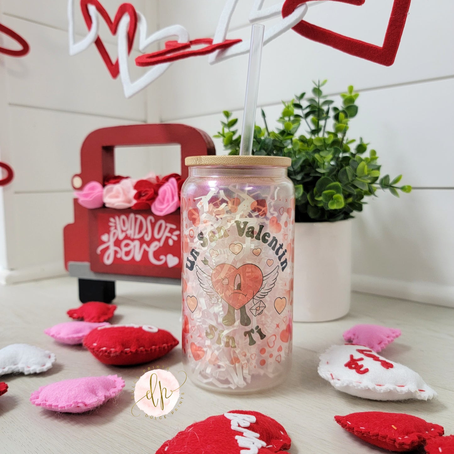 Un San Valentin Sin Ti SUBLIMATED GLASS TUMBLER RTS